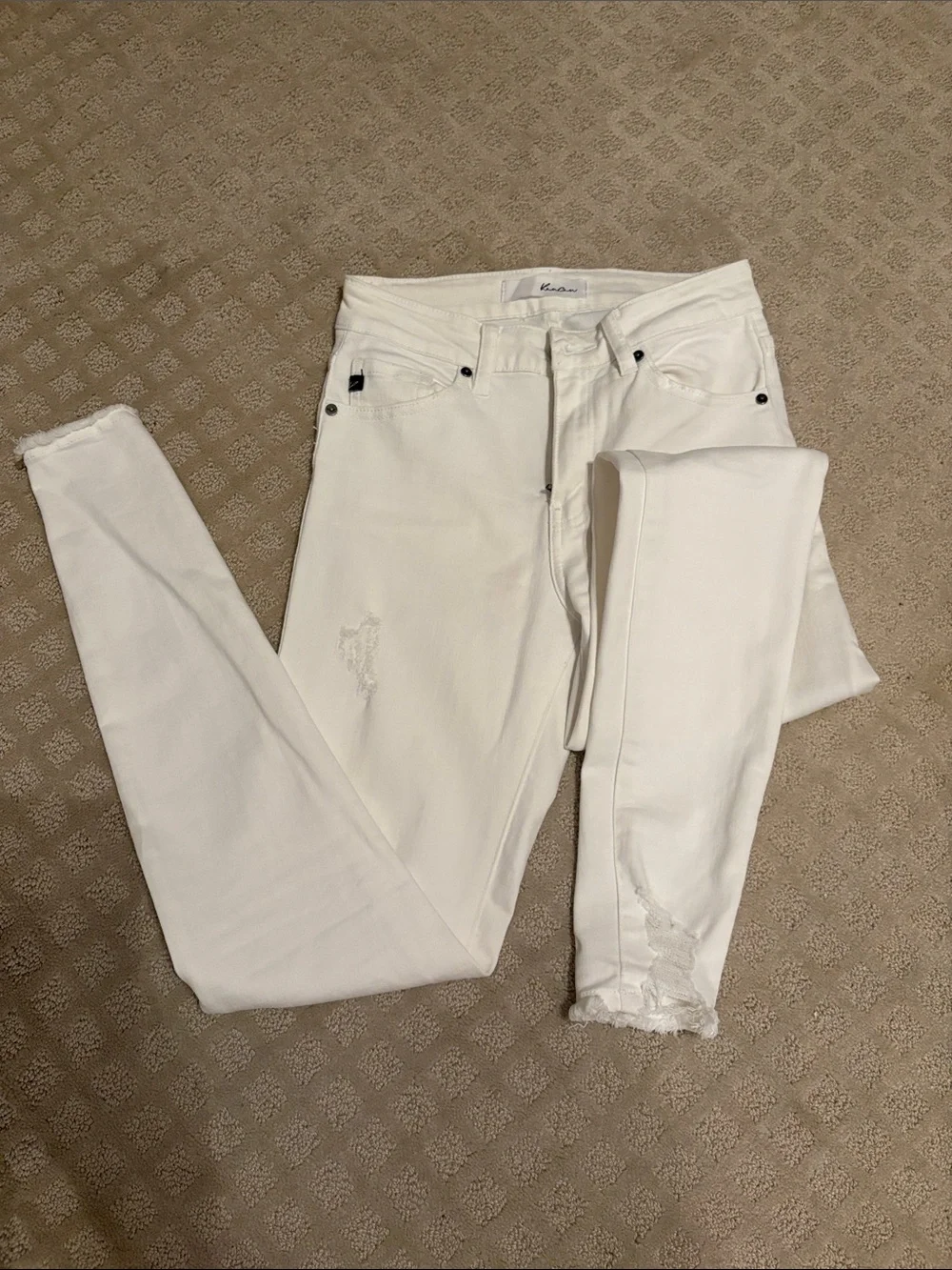 KanCan White High-Rise Skinny Jeans with Raw Hem